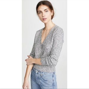 ⭐️ Madewell Wrap Front Heather Gray Ballerina Sweater Size XXS